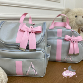 Bolsa e Mochila Leader Cinza e Rosa Bolsa e Mochila Leader Cinza e Rosa