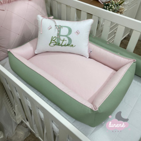 Colchonete Ninho Baby 02 peças Rose e Verde 200 Fios Colchonete Ninho Baby 02 peças Rose e Verde 200 Fios