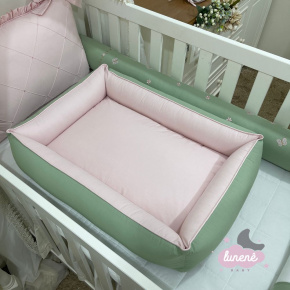 Colchonete Ninho Personale Baby Rose e Verde 200 Fios Colchonete Ninho Personale Baby Rose e Verde 200 Fios