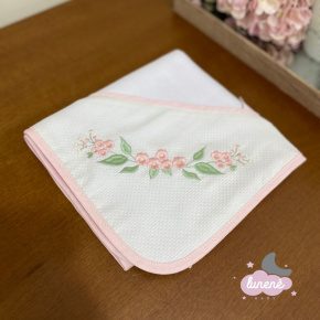 Cueiro de Flanela Cute Baby Coração Florido Rosa 140 Fios Cueiro de Flanela Cute Baby Coração Florido Rosa 140 Fios
