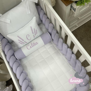 Enxoval de Berço Personalizado 07 Peças Personale Baby 140 Fios Raminhos Lilás Enxoval de Berço Personalizado 07 Peças Personale Baby 140 Fios Raminhos Lilás