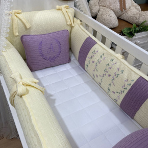 Enxoval de Berço 08 Peças Tricô Amarelo Lunenê Baby A 9089 Enxoval de Berço 08 Peças Tricô Amarelo Lunenê Baby A 9089