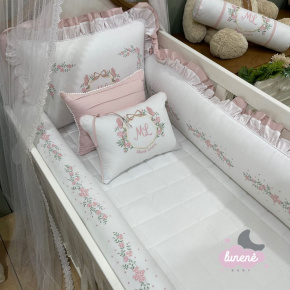 Enxoval de Berço Personalizado 08 Peças Personale Baby Rose 4443 Enxoval de Berço Personalizado 08 Peças Personale Baby Rose 4443