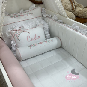 Enxoval de Berço Personalizado 08 Peças Antonella Baby 400 Fios 4320 Enxoval de Berço Personalizado 08 Peças Antonella Baby 400 Fios 4320