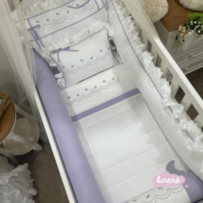 Enxoval de Berço Personalizado 09 Peças Antonella Baby Lilás 200 Fios Enxoval de Berço Personalizado 09 Peças Antonella Baby Lilás 200 Fios
