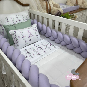Enxoval de Berço Personalizado 08 Peças Primavera Baby Passarinhos Lilás 200 Fios Enxoval de Berço Personalizado 08 Peças Primavera Baby Passarinhos Lilás 200 Fios