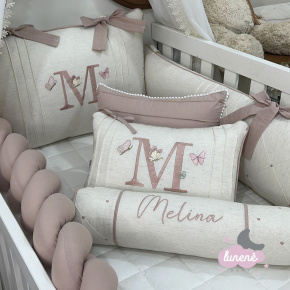 Enxoval de Berço Personalizado 09 Peças Terracota Linho Baby 200 Fios Enxoval de Berço Personalizado 09 Peças Terracota Linho Baby 200 Fios