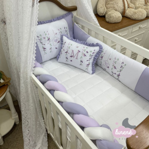 Enxoval de Berço Personalizado 07 Peças Baby Mix Lilás Passarinho 140 Fios Enxoval de Berço Personalizado 07 Peças Baby Mix Lilás Passarinho 140 Fios