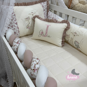 Enxoval de Berço Personalizado 07 Peças Baby Mix Ramo de Flores Silk Terracota Enxoval de Berço Personalizado 07 Peças Baby Mix Ramo de Flores Silk Terracota