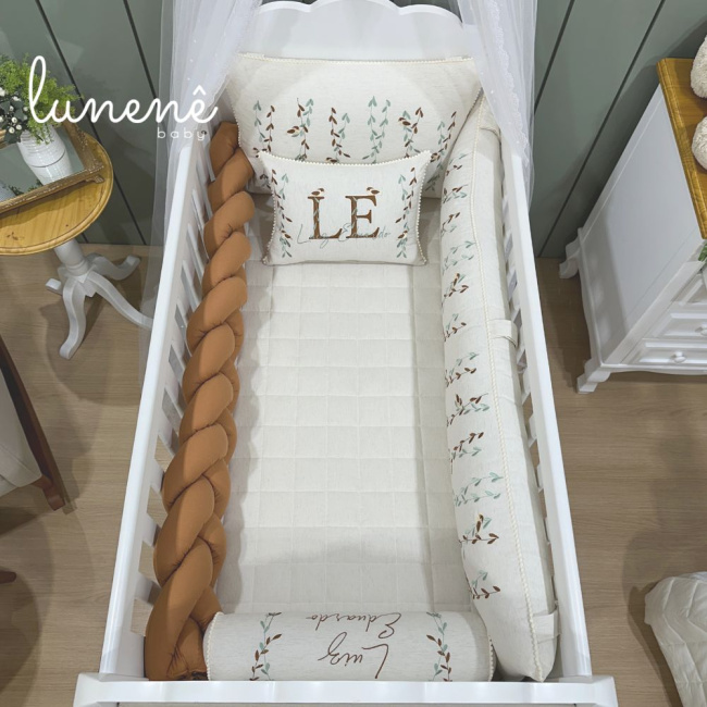 Enxoval de Berço Personalizado 08 Peças Basic Baby Caramelo 200 Fios