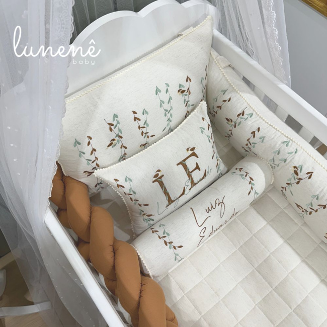 Enxoval de Berço Personalizado 08 Peças Basic Baby Caramelo 200 Fios