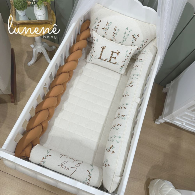 Enxoval de Berço Personalizado 08 Peças Basic Baby Caramelo 200 Fios