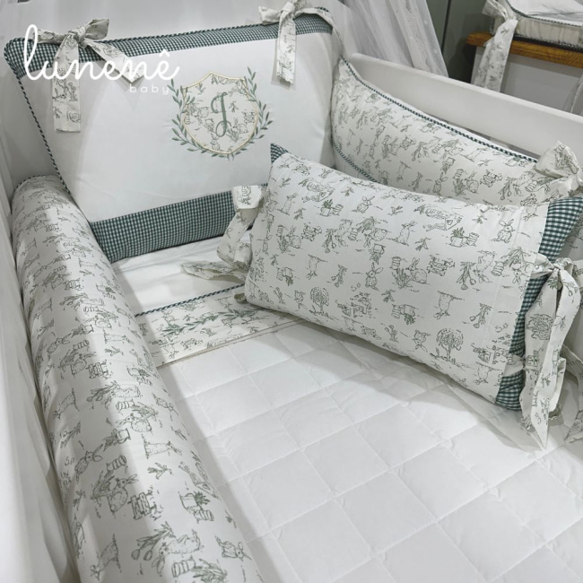 Enxoval de Berço Personalizado 08 Peças Encanto 200 Fios 4537