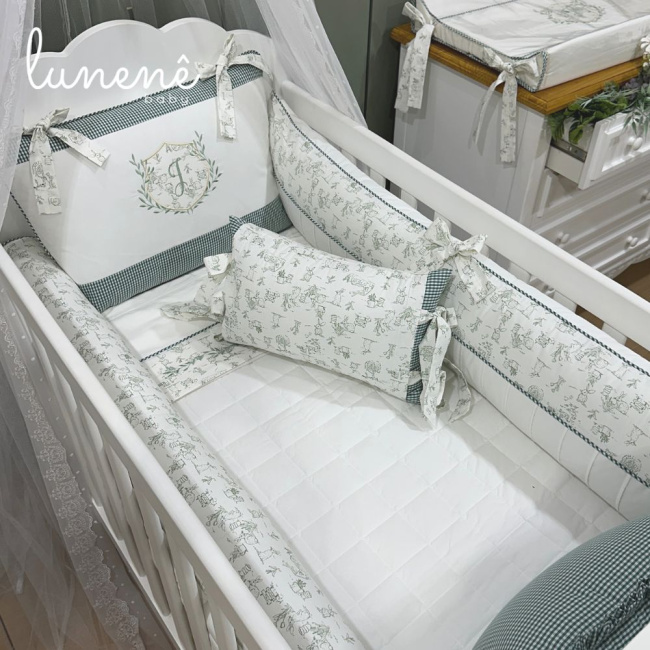 Enxoval de Berço Personalizado 08 Peças Encanto 200 Fios 4537