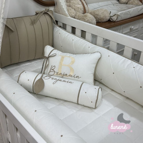 Enxoval de Berço Personalizado 08 Peças Folhas Baby 4337 Enxoval de Berço Personalizado 08 Peças Folhas Baby 4337