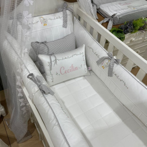 Enxoval de Berço Personalizado 08 Peças Mamãe Ganso 400 Fios 4502 Enxoval de Berço Personalizado 08 Peças Mamãe Ganso 400 Fios 4502