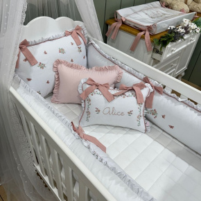 Enxoval de Berço Personalizado 08 Peças Piquezinho Floral 200 Fios 4533 Enxoval de Berço Personalizado 08 Peças Piquezinho Floral 200 Fios 4533