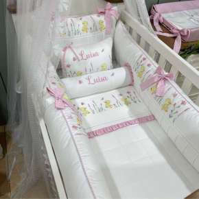 Enxoval de Berço Personalizado 09 Peças Patinho Baby 400 Fios 4498 Enxoval de Berço Personalizado 09 Peças Patinho Baby 400 Fios 4498