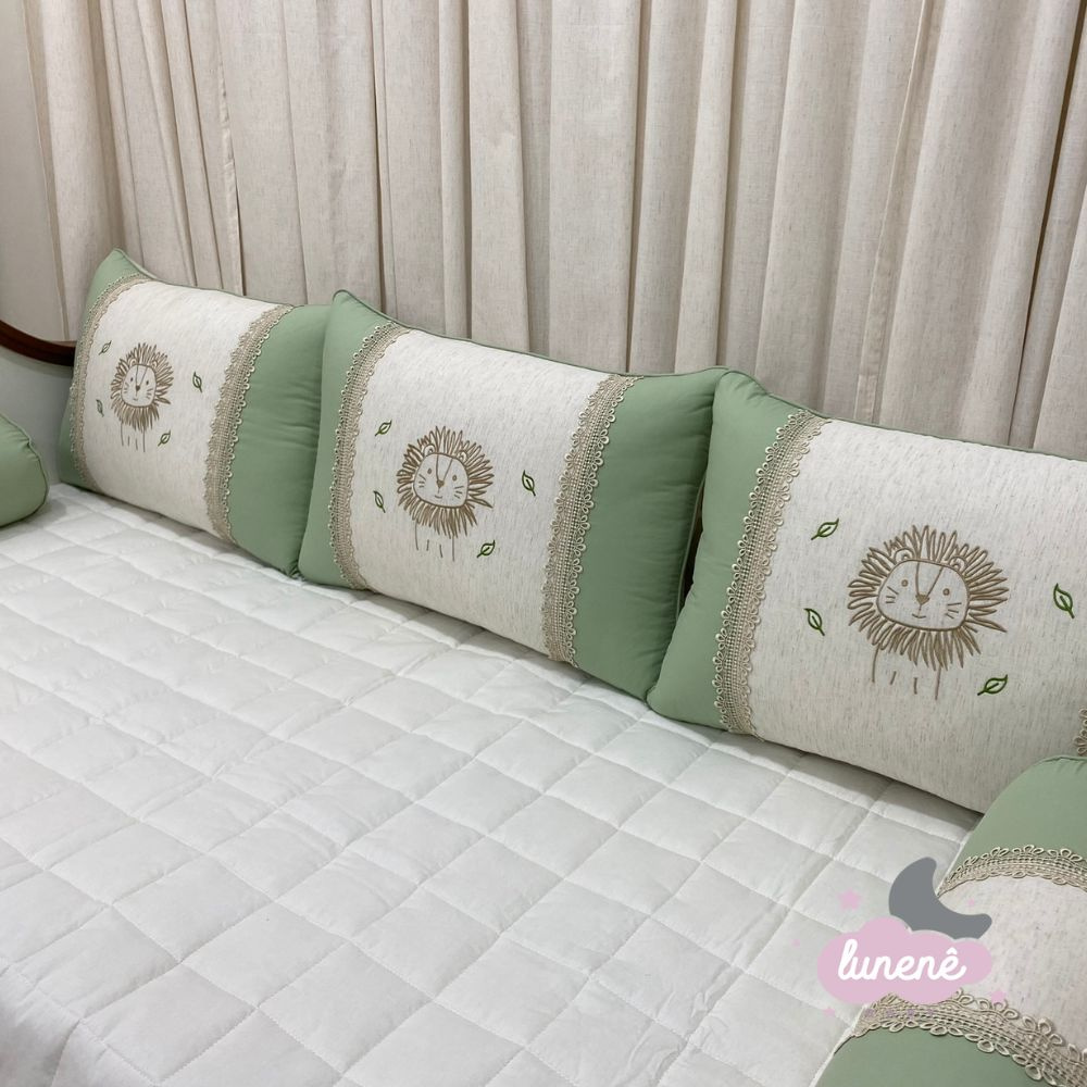 Enxoval de Cama Babá 06 Peças Bernardo Baby Verde Lion 200 Fios