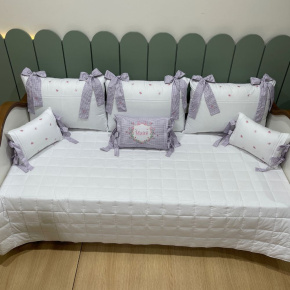 Enxoval de Cama Babá 07 peças Chess Lilás 200 Fios 4497 Enxoval de Cama Babá 07 peças Chess Lilás 200 Fios 4497
