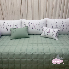 Enxoval de Cama Babá 08 Peças Primavera Baby Passarinhos Lilás Verde 200 Fios Enxoval de Cama Babá 08 Peças Primavera Baby Passarinhos Lilás Verde 200 Fios