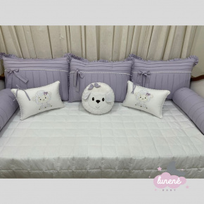 Enxoval de Cama Babá 09 Peças Ramo de Flores Lavanda Enxoval de Cama Babá 09 Peças Ramo de Flores Lavanda