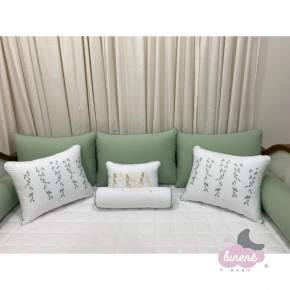 Enxoval de Cama Babá 10 Peças Branco e Verde Evolutivo Enxoval de Cama Babá 10 Peças Branco e Verde Evolutivo