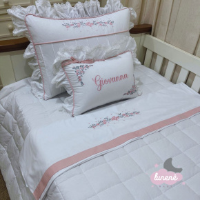 Enxoval de Solteiro Personalizado 04 Peças Antonella com Lençol de Vira 200 Fios Enxoval de Solteiro Personalizado 04 Peças Antonella com Lençol de Vira 200 Fios
