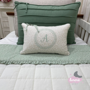 Enxoval de Solteiro Personalizado 04 Peças Florzinha Verde Lençol de Vira 200 Fios Enxoval de Solteiro Personalizado 04 Peças Florzinha Verde Lençol de Vira 200 Fios