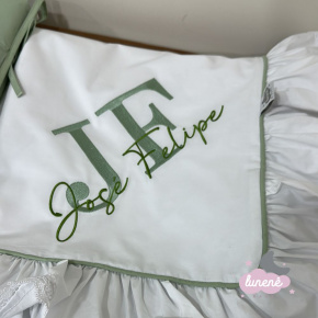 Manta Maternidade Personalizada Branco e Verde 200 Fios Manta Maternidade Personalizada Branco e Verde 200 Fios