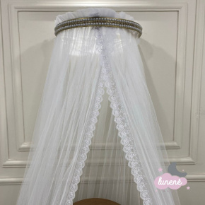 Mosquiteiro Dossel Strass Tully com Renda Branca Mosquiteiro Dossel Strass Tully com Renda Branca