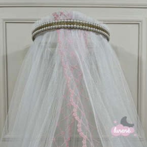 Mosquiteiro Dossel Tully Branco Renda Gold Mosquiteiro Dossel Tully Branco Renda Gold