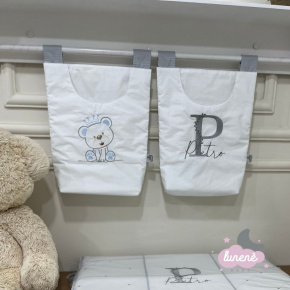 Porta Objeto 02 Peças Personale Baby Branco e Cinza Ursinho Tobi 200 Fios Porta Objeto 02 Peças Personale Baby Branco e Cinza Ursinho Tobi 200 Fios