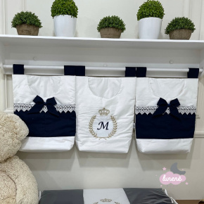 Porta Objeto 03 Peças Benjamin Baby Marinho Brasão Dourado 200 Fios Porta Objeto 03 Peças Benjamin Baby Marinho Brasão Dourado 200 Fios
