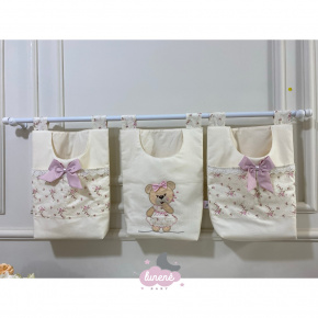 Porta Objeto 03 Peças Ursa Beijo Rosa Silk Porta Objeto 03 Peças Ursa Beijo Rosa Silk
