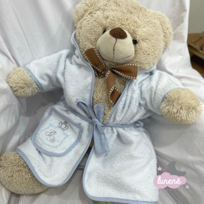 Roupão Felpudo com Fralda Bordada Leonardo Baby Branco e Azul Roupão Felpudo com Fralda Bordada Leonardo Baby Branco e Azul