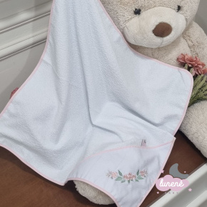 Toalha de Banho Forrada Cute Baby Coração Florido Rosa 140 Fios Toalha de Banho Forrada Cute Baby Coração Florido Rosa 140 Fios