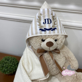 Toalha de Banho Personalizada Lister Baby Off White e Marinho Toalha de Banho Personalizada Lister Baby Off White e Marinho