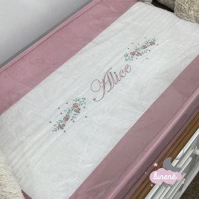 Trocador Personalizado Anatômico Luxo Maria Alice Linho e Rose Plush Trocador Personalizado Anatômico Luxo Maria Alice Linho e Rose Plush