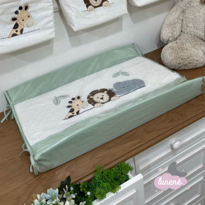 Trocador Personalizado Anatômico Luxo Personale Baby Linho Fendi e Verde 200 Fios Trocador Personalizado Anatômico Luxo Personale Baby Linho Fendi e Verde 200 Fios