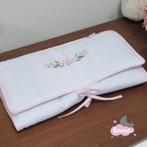 Trocador de Bolsa Personalizado Cute Baby Coração Florido Rosa 140 Fios Trocador de Bolsa Personalizado Cute Baby Coração Florido Rosa 140 Fios