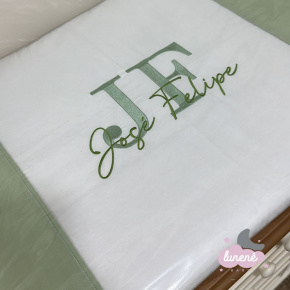 Trocador Personalizado Luxo 200 Fios Branco e Verde 200 Fios 9026 Trocador Personalizado Luxo 200 Fios Branco e Verde 200 Fios 9026