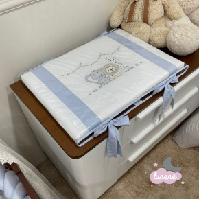 Trocador Personalizado Luxo Azul Chambre Trio Bichinhos 200 Fios Trocador Personalizado Luxo Azul Chambre Trio Bichinhos 200 Fios