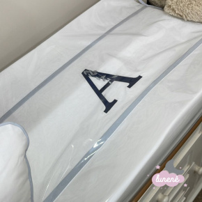 Trocador Personalizado Luxo Folhas Baby Branco e Cinza 200 Fios Trocador Personalizado Luxo Folhas Baby Branco e Cinza 200 Fios