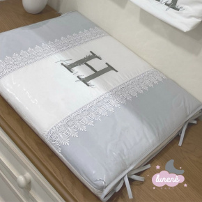 Trocador Personalizado Luxo Glamour Baby Branco e Cinza 200 Fios Trocador Personalizado Luxo Glamour Baby Branco e Cinza 200 Fios