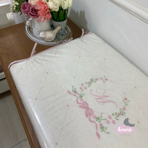 Trocador Personalizado Luxo Linho Baby Rosa Florido 200 Fios Trocador Personalizado Luxo Linho Baby Rosa Florido 200 Fios