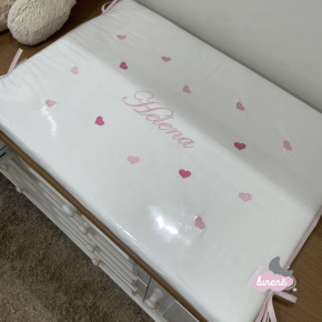 Trocador Personalizado Luxo Luísa Baby Rosa Coração e Branco 200 Fios Trocador Personalizado Luxo Luísa Baby Rosa Coração e Branco 200 Fios