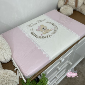 Trocador Personalizado Luxo Meus Amores Ursa Fofura Rosê 200 Fios Trocador Personalizado Luxo Meus Amores Ursa Fofura Rosê 200 Fios