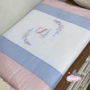 Trocador Personalizado Luxo Personale Baby Azul Chambre e Rose 200 Fios Trocador Personalizado Luxo Personale Baby Azul Chambre e Rose 200 Fios