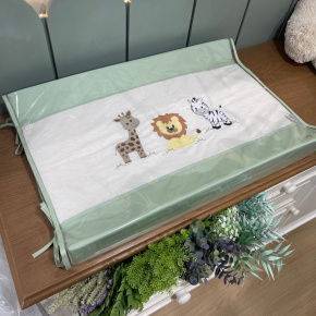 Trocador Personalizado Anatômico Luxo Meus Bichinhos Linho e Verde Trocador Personalizado Anatômico Luxo Meus Bichinhos Linho e Verde
